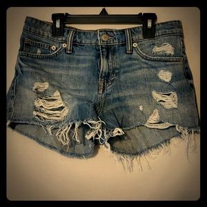 distressed jean shorts